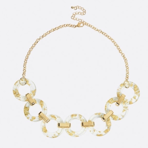 New Gold & Acrylic Link Statement Necklace - Picture 1 of 9